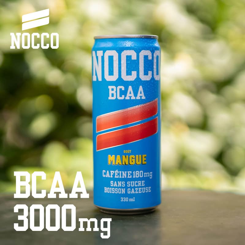 NOCCO Boisson énergissante goût tropical 180 mg caféine 24x330ml Boissons énergétiques, Sans Sucre BCAA (Tropical) - fitnessterapy