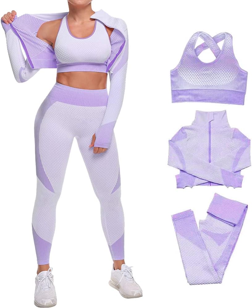 Veriliss Vêtement de Sport Femme 3 Pièces Survêtements D'entraînement Ensembles Soutien-Gorge Sport Legging De Yoga Sportswear Fitness Ensembles D'entraînement Tenues De Sport - fitnessterapy