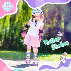SULIFEEL Rainbow Unicorn Roller Skates Patins à roulettes Réglable Roues LED spéciales, Rollers Quad Amusants pour Enfants, Femmes et File…