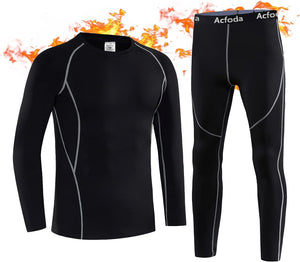 Acfoda Ensemble sous-vêtement Thermique Enfant Sport Base Layer Maillot Manches Longues Pantalon pour Ski Running - fitnessterapy