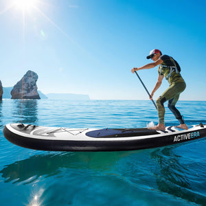 Active Era Planche de Stand up Paddle Kayak Gonflable 320x78x15cm - Paddle Gonflable avec Accessoires, siège de Kayak, pagaie Ajustable, Pompe, kit de réparation & Sac à Dos de Transport - Bleu - fitnessterapy