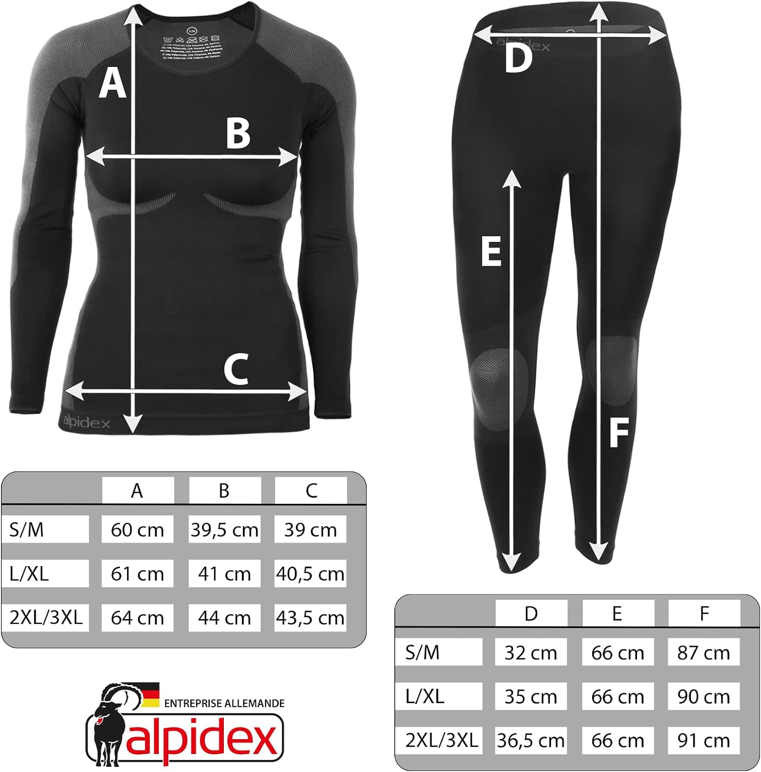 ALPIDEX sous vêtement Thermique Femme Tenue Fonctionnel Ensemble Ski Chaud Flexible Respirant Hiver Automne - fitnessterapy