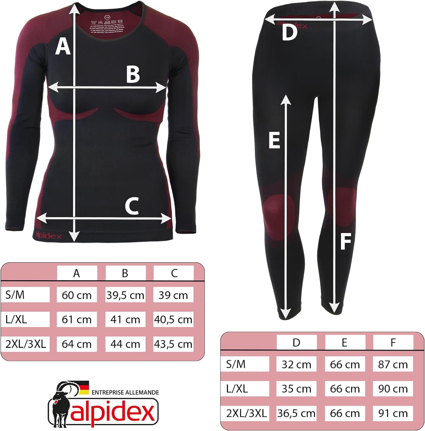 ALPIDEX sous vêtement Thermique Femme Tenue Fonctionnel Ensemble Ski Chaud Flexible Respirant Hiver Automne - fitnessterapy