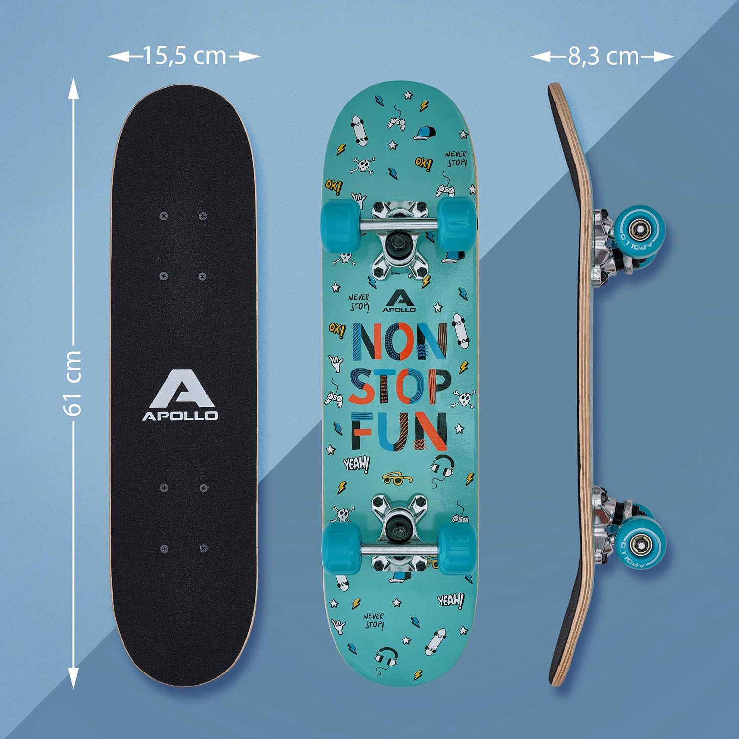 Apollo Skateboard pour Enfants, Petit Skate pour Enfants, Planche à roulettes - fitnessterapy