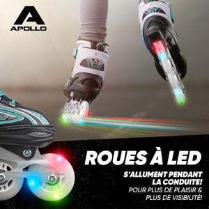 Apollo Super Blades X Pro, S, M, L, Roues LED illuminées Rollers pour Enfants idéals pour débutants, Patins à roulettes Confortables Patins Inline pour Filles et garçons - fitnessterapy