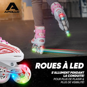 Apollo Super Blades X Pro, S, M, L, Roues LED illuminées Rollers pour Enfants idéals pour débutants, Patins à roulettes Confortables Patins Inline pour Filles et garçons - fitnessterapy