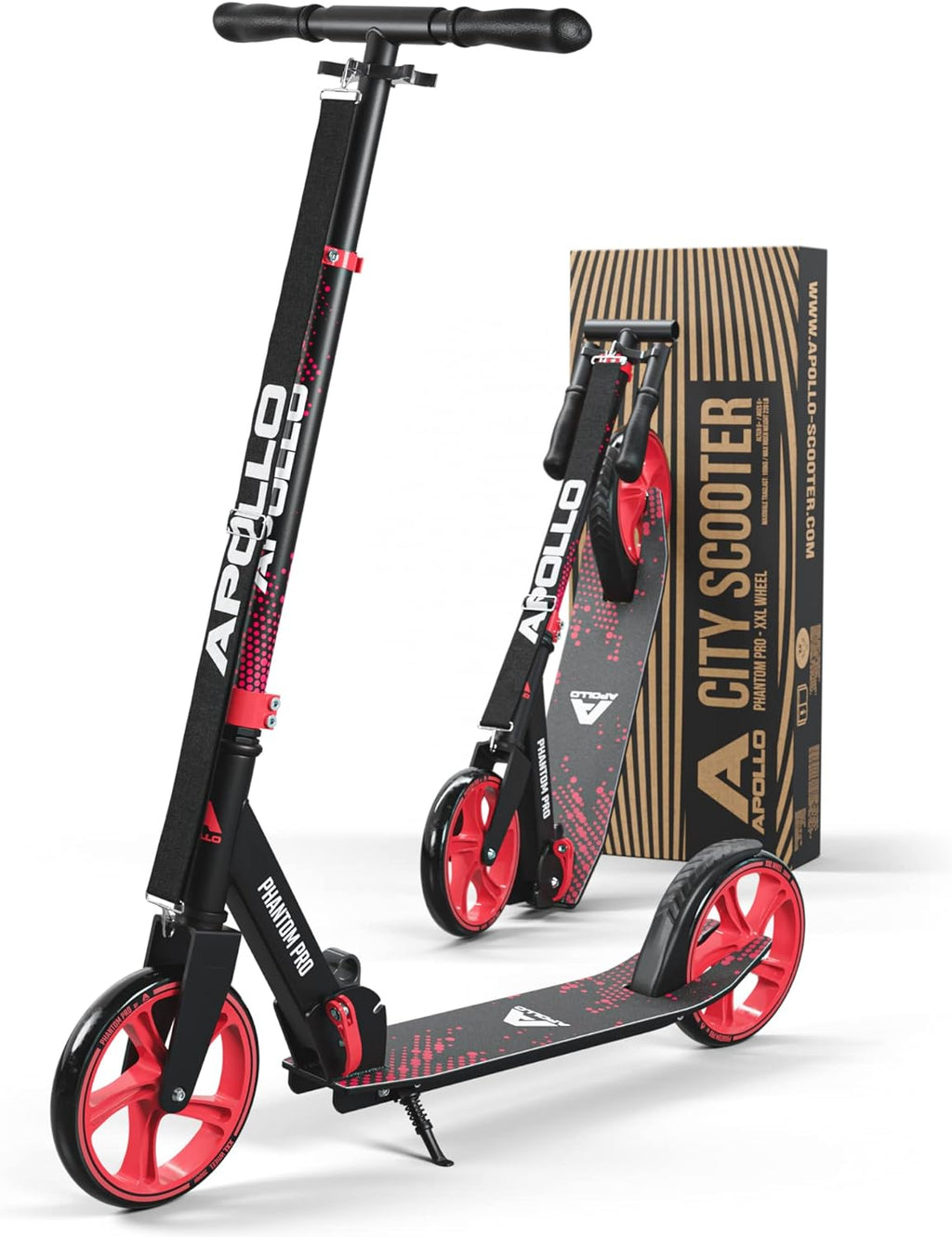 Apollo Trotinette aux Roues XXL - 200mm - Trotinette Freestyle de Ville Phantom Pro - City Scooter Pliable et à Hauteur Ajustable pour Adultes et Enfants - fitnessterapy