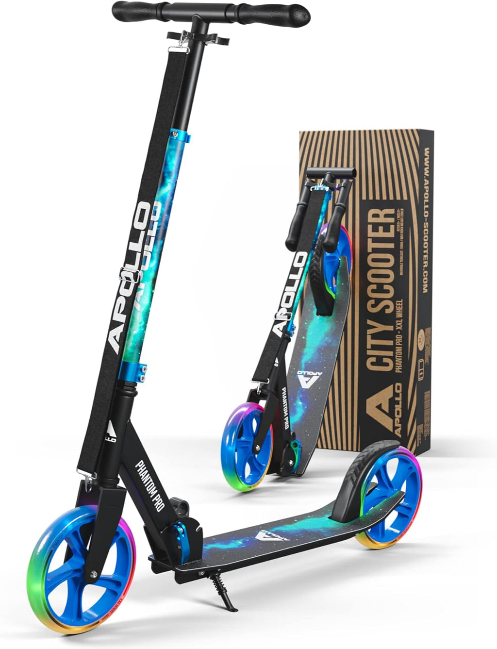 Apollo Trotinette aux Roues XXL - 200mm - Trotinette Freestyle de Ville Phantom Pro - City Scooter Pliable et à Hauteur Ajustable pour Adultes et Enfants - fitnessterapy