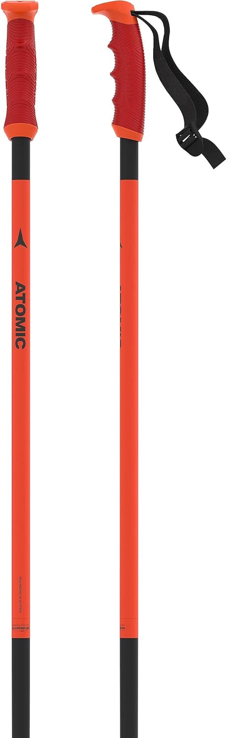 ATOMIC Bâtons de Ski REDSTER - Bâton de Ski fiable en Aluminium 4* - Poignée Ergonomique sur Le bâton - Chevilles de Ski de Haute qualité pour Coureurs - Bâtons avec Plateau de Piste de 60 mm - fitnessterapy