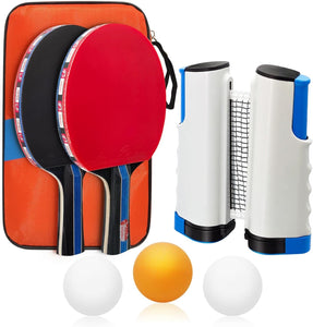 Baozun Ensemble Pong de Table avec 2 Raquettes de Ping-Pong, 3 Balles, Filet Extensible et Sac - fitnessterapy