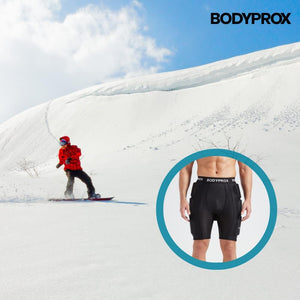 Bodyprox Short de protection rembourré pour snowboard, skate et ski, protection 3D pour hanches, fesses et coccyx - fitnessterapy