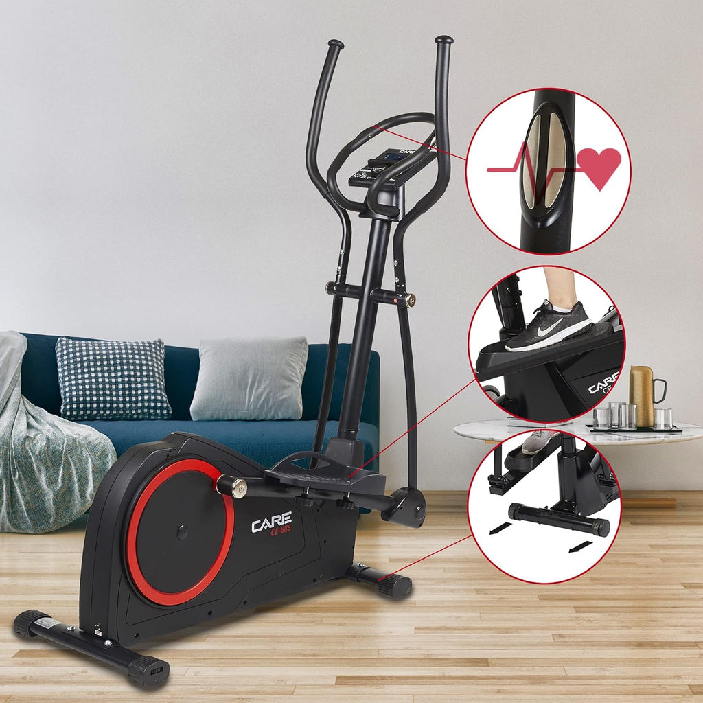 CARE FITNESS - Vélo Elliptique Motorisé CE-685-24 Niveaux de Difficulté - 24 Programmes - Compteur Écran LCD - Port USB - Porte Tablette - Compatible Application Kinomap - fitnessterapy