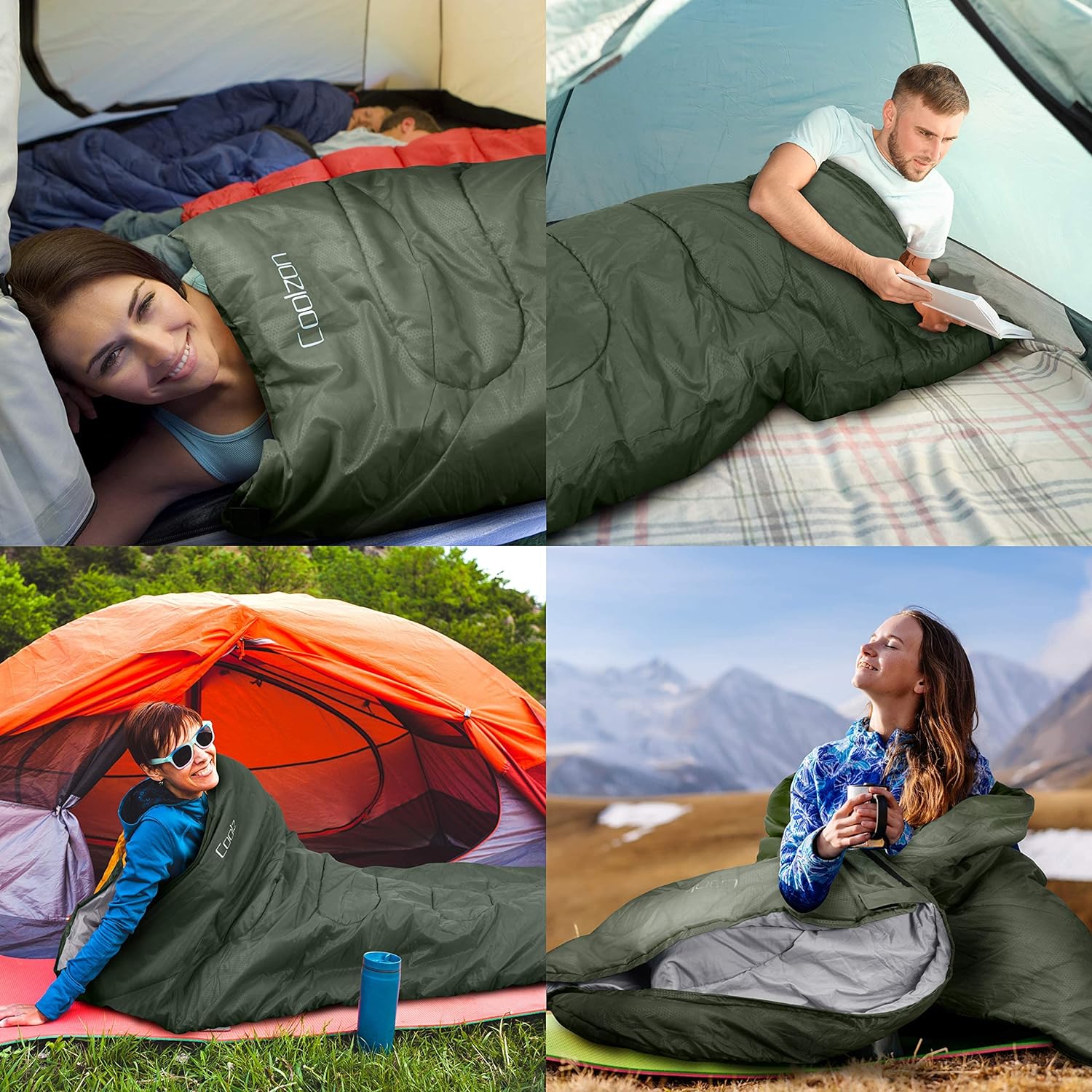 Coolzon Sac de Couchage - 3-4 Saisons, Imperméable Sac de Couchage Compact Adulte Enfant Adapté pour l'intérieur et l'extérieur la randonnée Le Camping et la randonnée - fitnessterapy