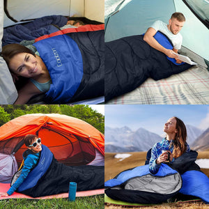 Coolzon Sac de Couchage - 3-4 Saisons, Imperméable Sac de Couchage Compact Adulte Enfant Adapté pour l'intérieur et l'extérieur la randonnée Le Camping et la randonnée - fitnessterapy