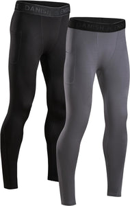 DANISH ENDURANCE Lot de 2 Collants de Compression Homme, Pantalon Anti-Frottements, Sport & Running - fitnessterapy