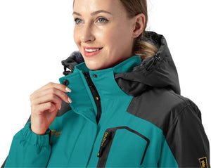 donhobo Veste polaire pour Femme Veste de Ski Imperméable de Montagne Manteau d'hiver Extérieur en Polaire Coupe-Vent avec Capuche - fitnessterapy