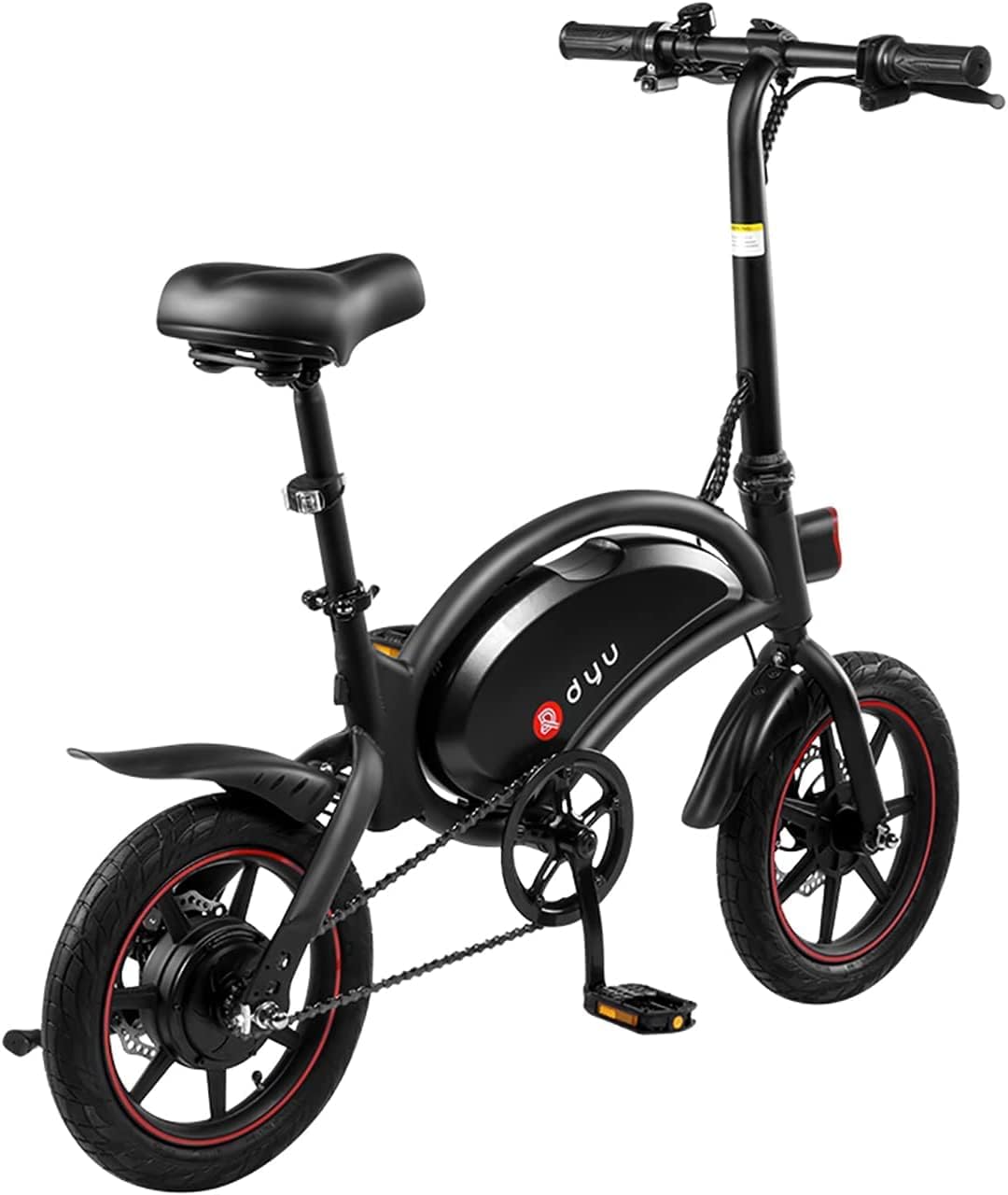 DYU Vélo Électrique Pliable,14 Pouces Vélo Électrique Portable,Smart E-Bike avec 3 Modes de Conduite, Pédalage Assisté, Hauteur Réglable, Portable Compact, Adulte Unisexe - fitnessterapy