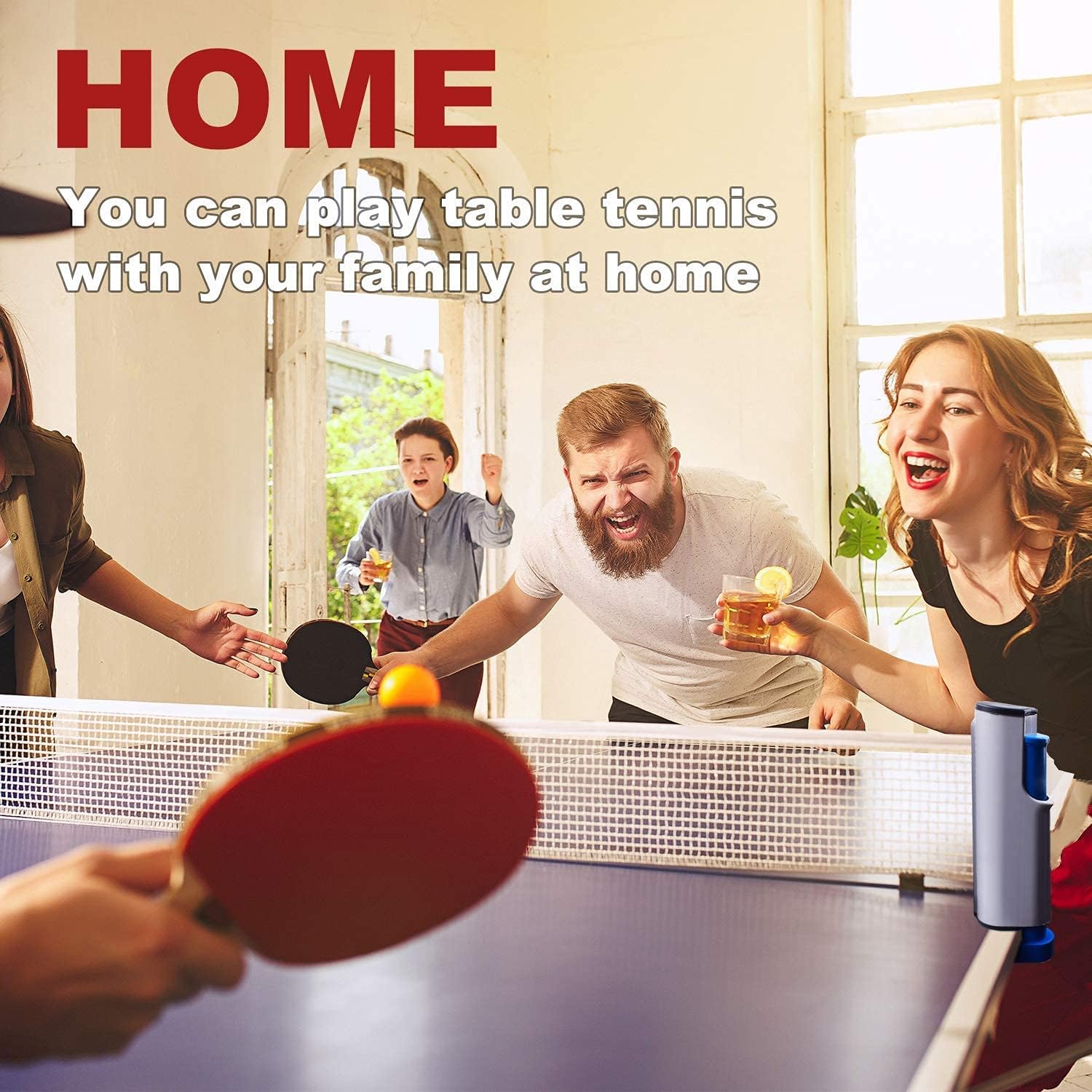 Filet de ping-pong rétractable Sportout avec support, parfait pour une table de ping-pong, un bureau, une cuisine ou une table de salle à manger - fitnessterapy