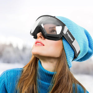 Findway Masque de Ski, Lunette de Ski pour Homme Femme Adulte, Masqué Ski OTG pour Ski et Snowboard Anti-buée, Anti-UV Photochromique Lentille Sphérique - fitnessterapy