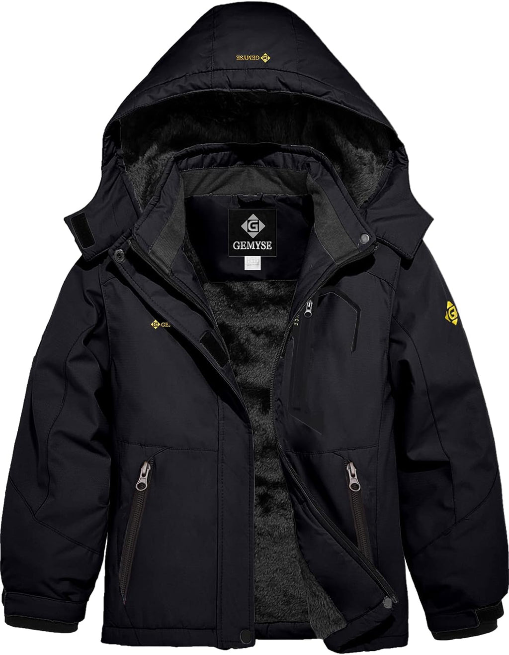 GEMYSE Veste de Ski Imperméable de Montagne pour Fille Manteau d'hiver Extérieur en Polaire Coupe-Vent avec Capuche - fitnessterapy