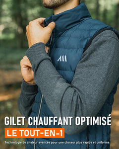 Gilet chauffant homme avec batterie externe incluse - Veste chauffante Ultra léger sans manche electrique avec 6 zones de chaleur - fitnessterapy