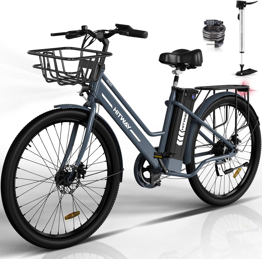 HITWAY Vélo Électrique 26 Pouces Vélo Électrique Femme et Homme,Moteur 250W,Batterie 36V/8,4Ah,3 Vitesses Max 25km/h,Pédalage Assisté,Autonomie 35-70km,Adulte Unisexe - fitnessterapy