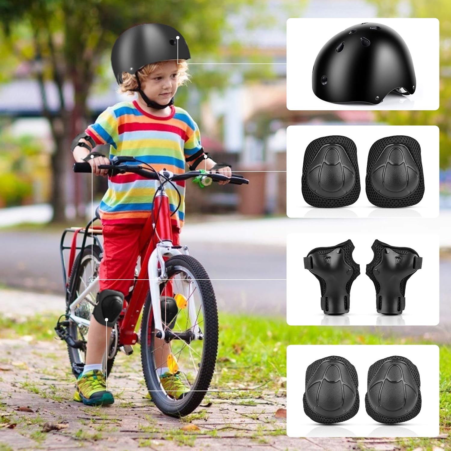 Jim's Store Casque Protection Enfant Vélo Kit de Protection Roller Enf