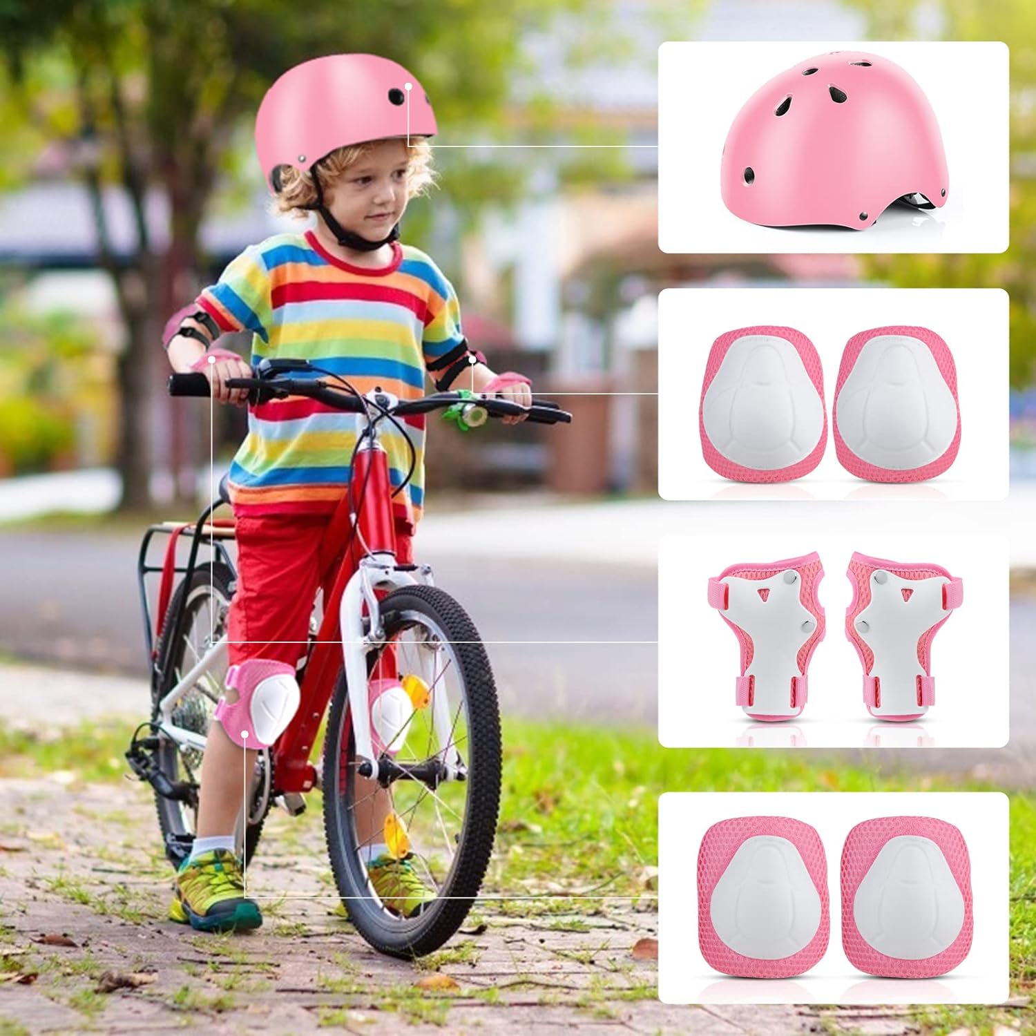 Jim's Store Casque Protection Enfant Vélo Kit de Protection Roller Enf