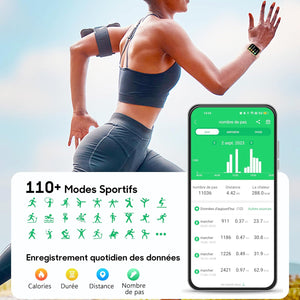 KALINCO Montre Connectée Hommes Femmes Montre Sport Podometre Moniteur de Sommeil/Fréquence Cardiaque Tension artérielle SpO2 Smartwatch Montre Intelligente Bracelet Connecté pour Android iOS - fitnessterapy