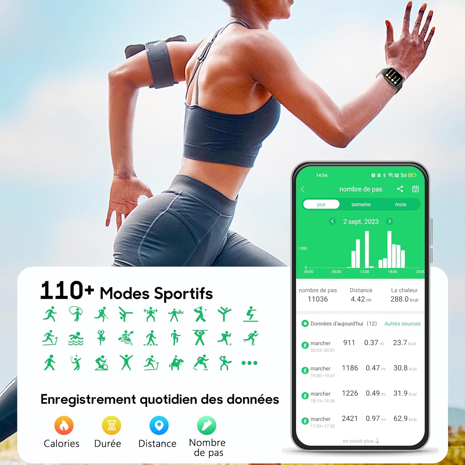 KALINCO Montre Connectée Hommes Femmes Montre Sport Podometre Moniteur de Sommeil/Fréquence Cardiaque Tension artérielle SpO2 Smartwatch Montre Intelligente Bracelet Connecté pour Android iOS - fitnessterapy
