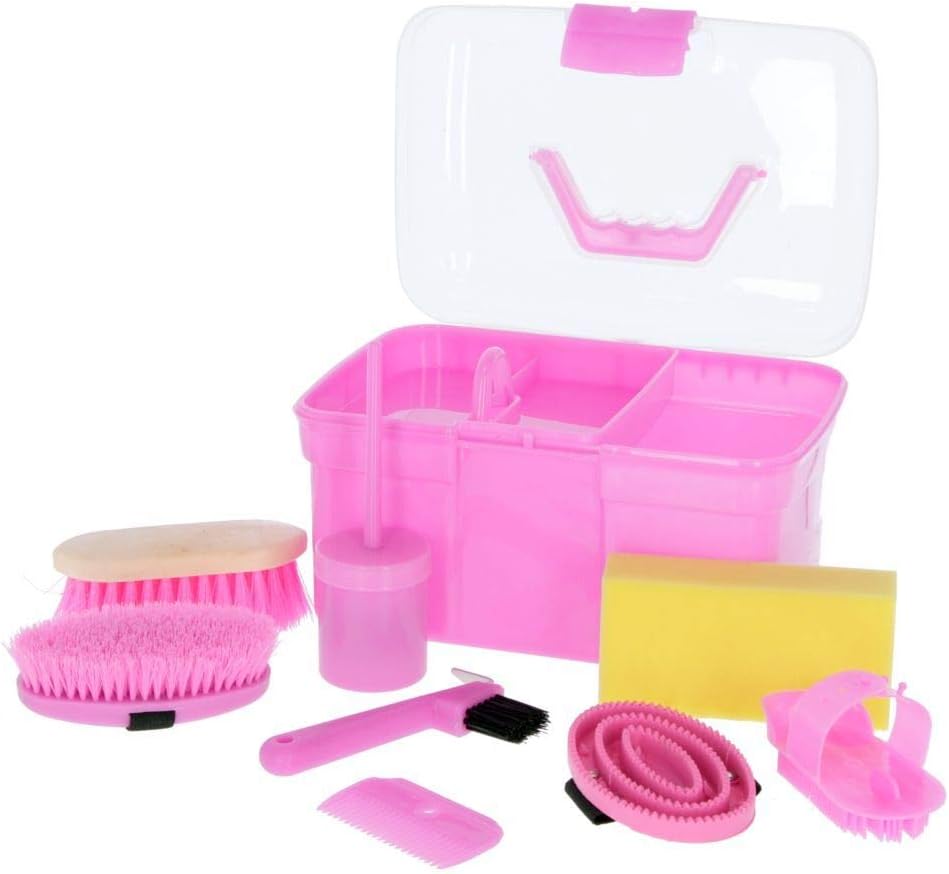 Kerbl Boîte de toilettage remplie pour enfants, violet (kit de soin pour chevaux) 321765, 8 pièces (lot de 1), polypropylène - fitnessterapy
