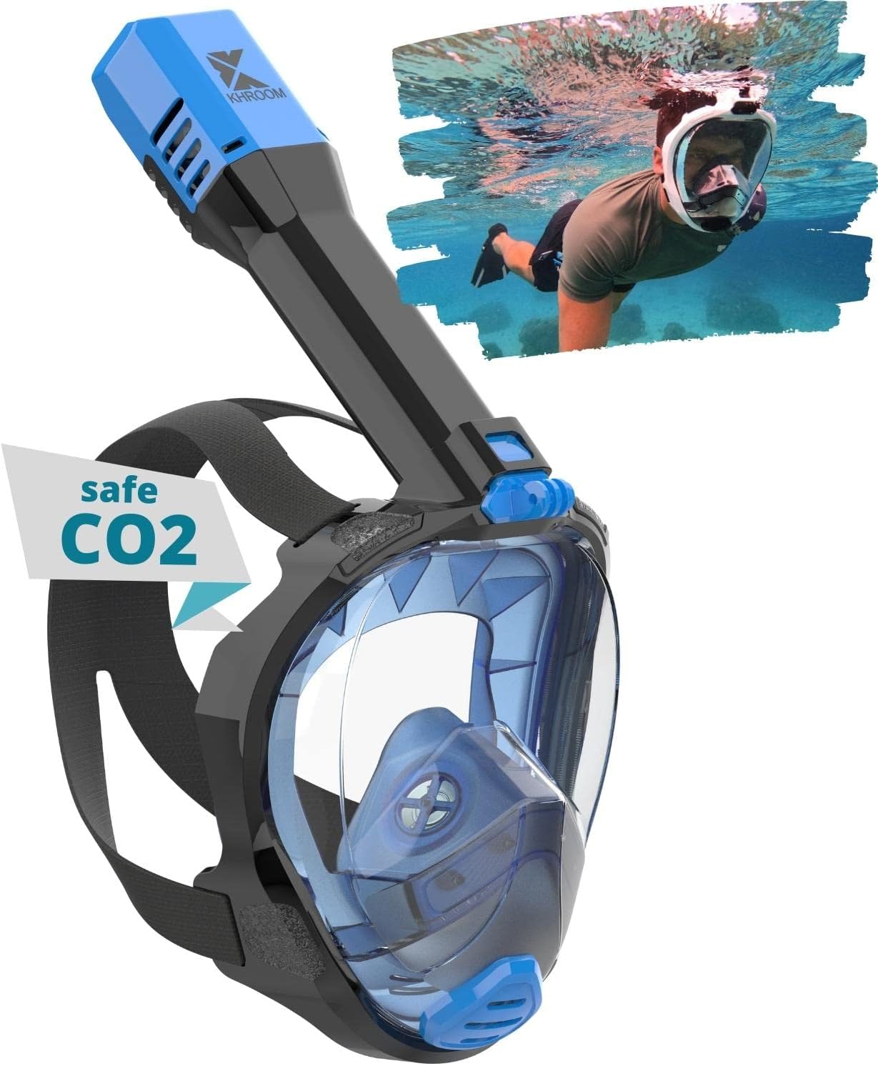 Khroom® Masque de Plongée Intégral Seaview Pro | Notre Meilleur Masque de plongée | Garanti sans Risque de CO2 résiduel | pour Adultes et Enfants | Masque Plongée - fitnessterapy
