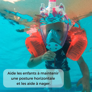 Khroom Masque de plongée sans CO2 pour Enfants à partir de 5 Ans | Testé par TÜV Rheinland | Masque intégral pour la plongée avec Tuba - Seaview BC Requin | Masque Complet pour la plongée - fitnessterapy
