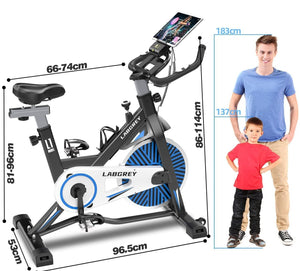 LABGREY Vélo d'Appartement Vélo de Fitness Vélo d'Exercice d'intérieur avec Ecran LCD Silencieux pour l'Entraînement Cardio à la Maison Guidon Réglable et Siège (Bleu) - fitnessterapy