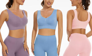 Lemef Soutiens-Gorge de sans Couture Sport Yoga sans Armature avec Coussinets Amovibles pour Femmes - fitnessterapy