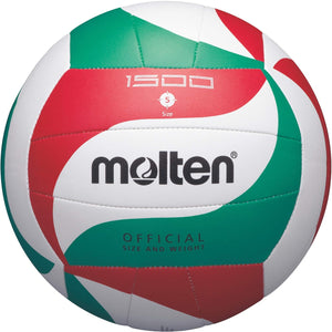 Molten V5M1500 - Ballon de Volleyball, Couleur Blanc/Vert/Rouge, Taille 5 - fitnessterapy