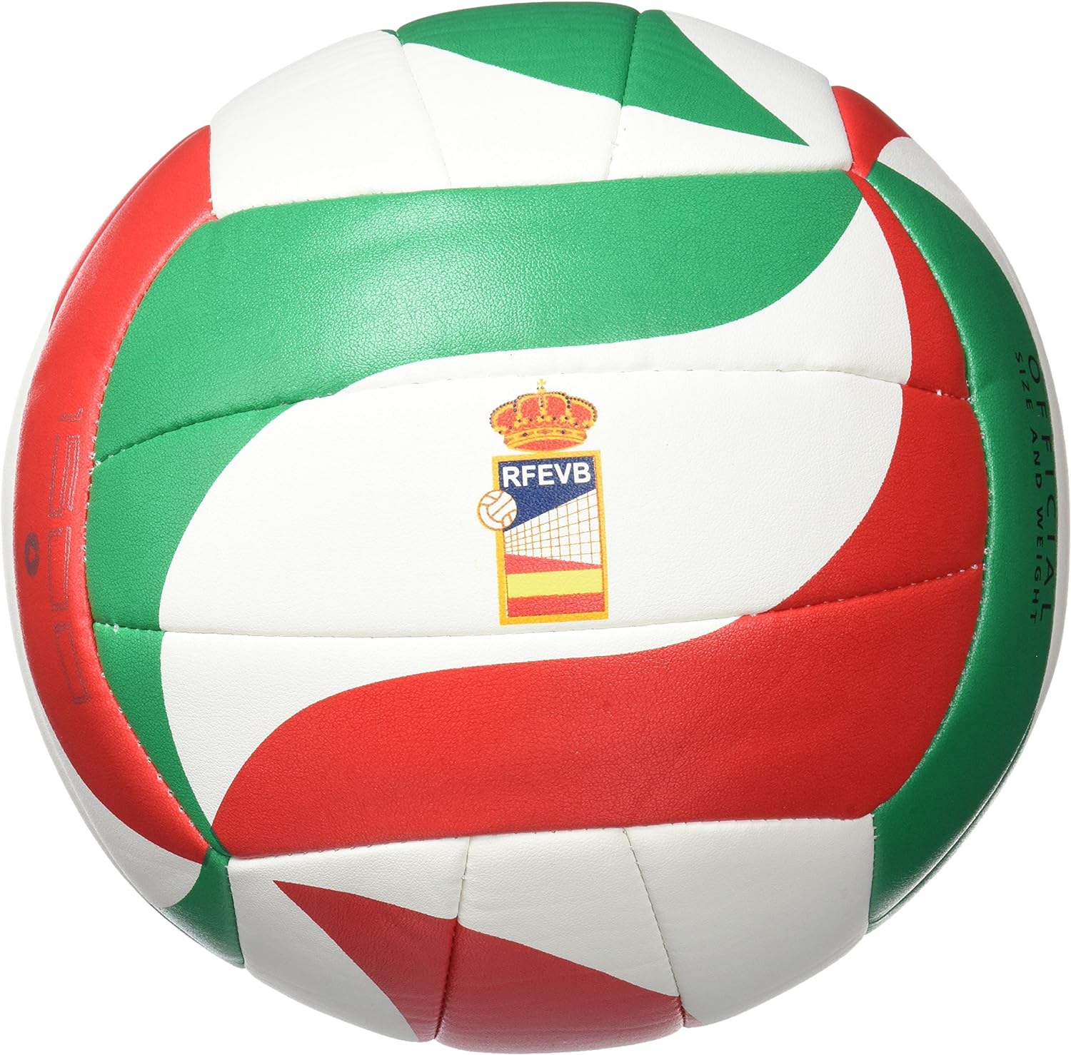 Molten V5M1500 - Ballon de Volleyball, Couleur Blanc/Vert/Rouge, Taille 5 - fitnessterapy
