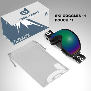 Odoland Lunettes de Ski Masque de Snowboard pour Homme & Femme Anti-UV400, Anti-Buée, Coupe-Vent, Lunettes de Protection avec Grande Lentille OTG Sphérique - fitnessterapy
