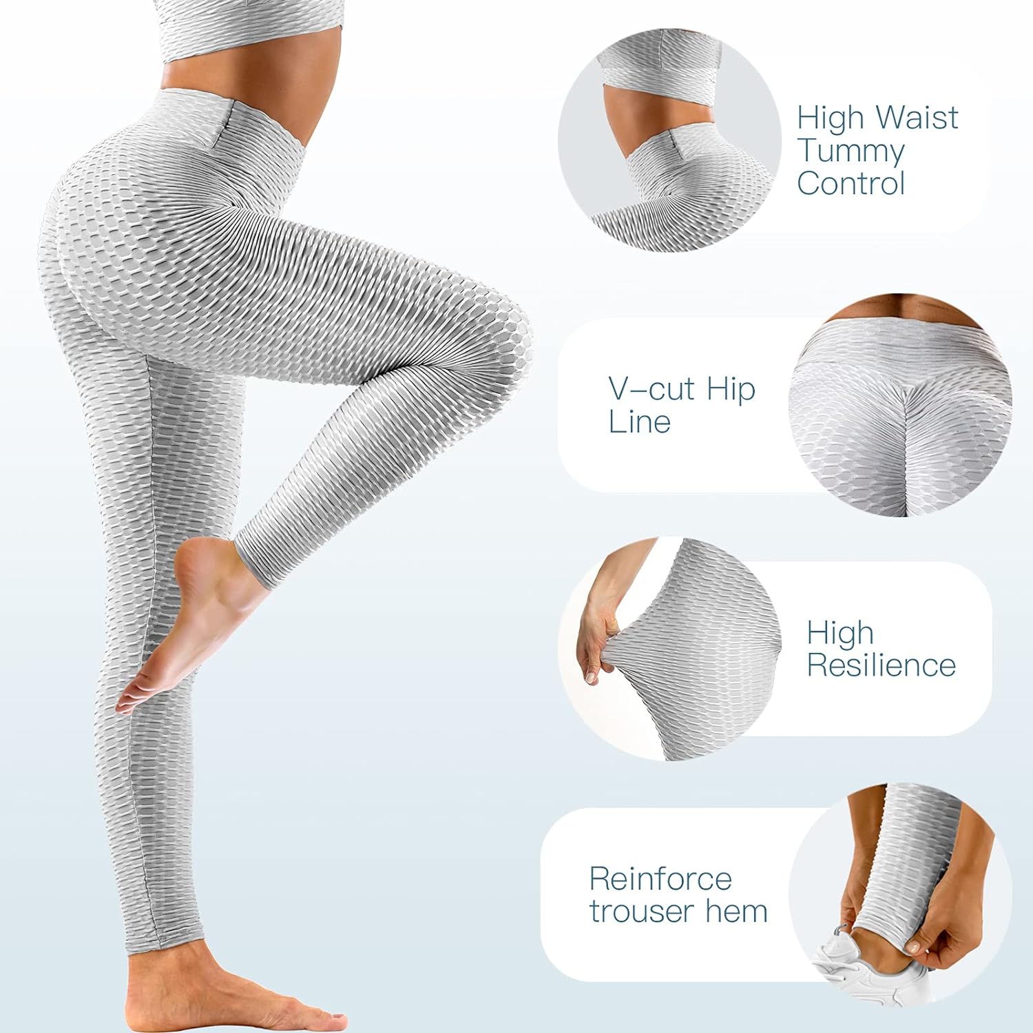 Oielai TIK Tok Leggings Femme, Sport Push Up Anti-Cellulite Slim Fit Butt Lift Leggings Pantalons de Yoga à Taille Haute pour Femme - fitnessterapy