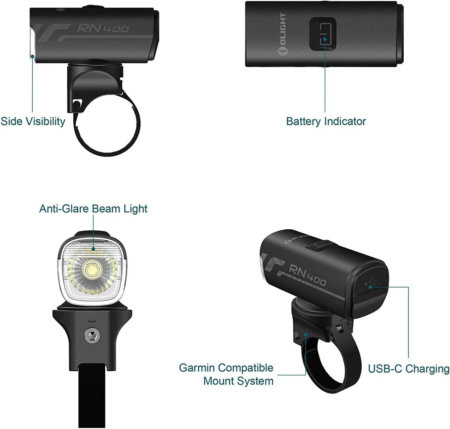 OLIGHT RN 400 Éclairage Vélo Étanche IPX 7 Lampe Avant Vélo Puissante 400 Lumens L'Autonomie 7 Heures Appuyez Pendant 5 Secondes pour La Déverrouiller Garantie 2 Ans Lampe Rechargeable Rapide - fitnessterapy