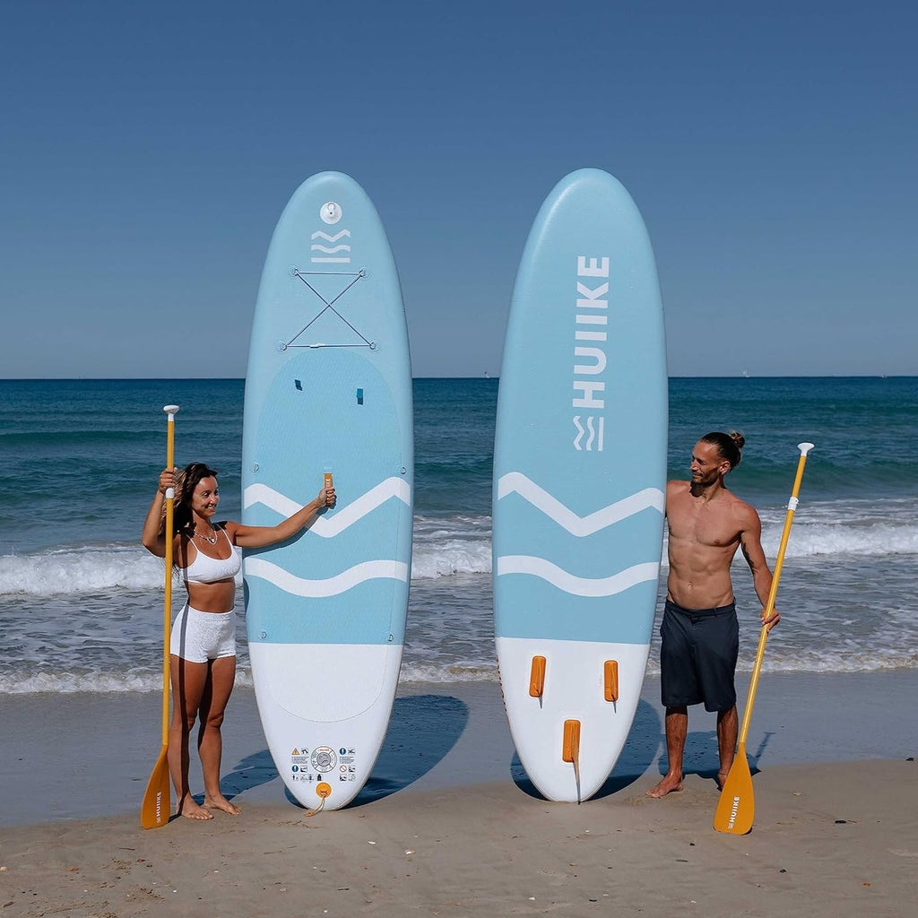 Paddle Gonflable Adulte avec des Accessoires de Qualité - HUIIKE | Stand Up Paddle avec Pagaie Double et Siège de Kayak | Stand Up Paddle Gonflable 2 Personnes avec Grande Stabilité et Résistance - fitnessterapy