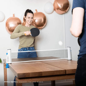 PRO-SPIN Set de Raquettes de Ping-Pong Portable | Kit de Qualité avec Filet Ping Pong pour Toute Table, Raquettes Tennis de Table Hautes Performances, Balles de 3-Étoiles - fitnessterapy