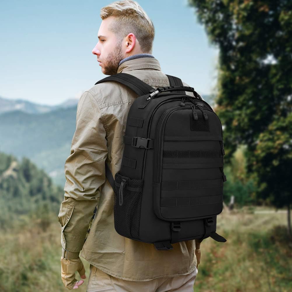 Sac à Dos Randonnée Tactique Militaire 35L/40L Sac à Dos Imperméable USB Multifonction pour Outdoor Voyage Trekking Camping Chasse,Noir - fitnessterapy