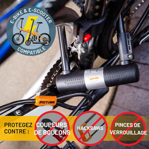 SIGTUNA Antivol Velo avec 1,2m Câble, 16 mm Robuste Antivol de Vélo et Support, 3 Clés de Haute Sécurité pour Vélo de Route, Vélo Pliant, Moto (Jaune) - fitnessterapy