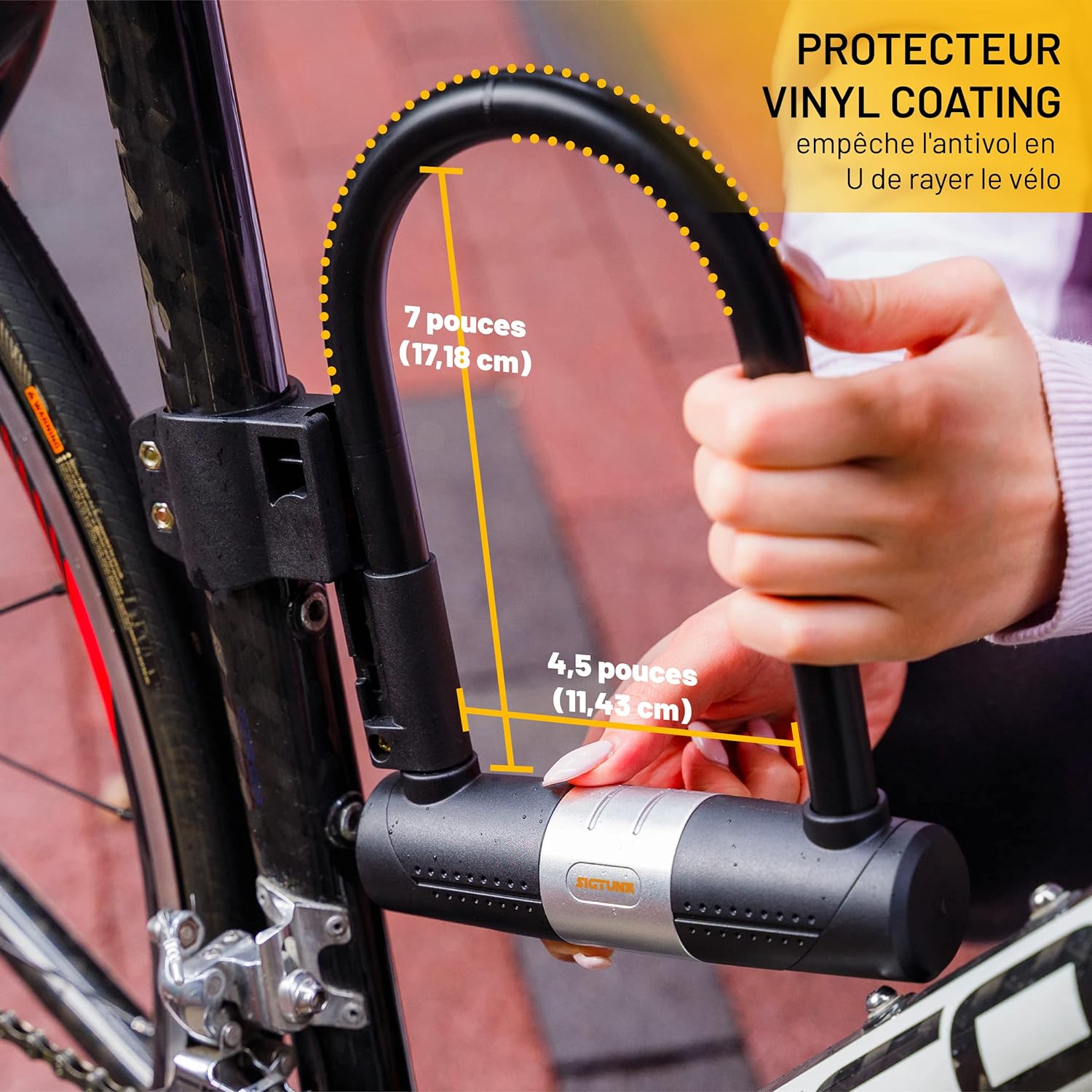 SIGTUNA Antivol Velo avec 1,2m Câble, 16 mm Robuste Antivol de Vélo et Support, 3 Clés de Haute Sécurité pour Vélo de Route, Vélo Pliant, Moto (Jaune) - fitnessterapy