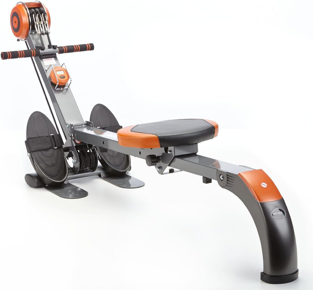 Skandika Rameur Poseidon | 2 en 1 Multi Gym, pliable, système de traction en polyfibre avec 3 niveaux de résistance, 3 poignées d'entraînement incluses, jusqu'à 110 kg, écran LCD, appareil de fitness | Rameur pour la maison - fitnessterapy