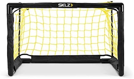 SKLZ Pro Mini Cage de But Facile à Assembler avec Un Ballon Souple de 12,7 cm Blanc et Jaune - fitnessterapy