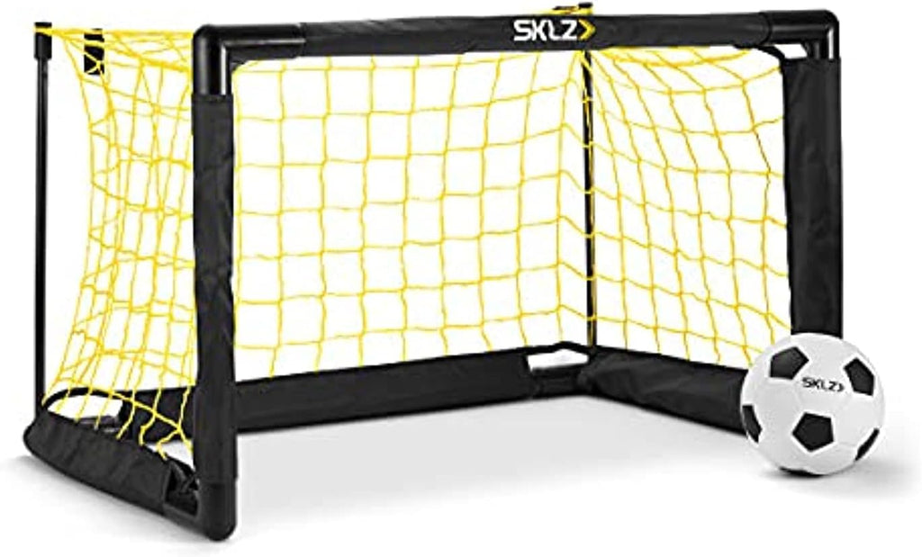 SKLZ Pro Mini Cage de But Facile à Assembler avec Un Ballon Souple de 12,7 cm Blanc et Jaune - fitnessterapy