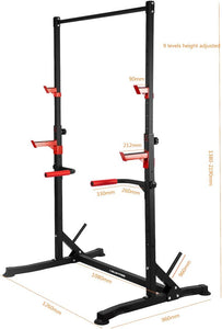 Squat Rack v2/Barre de Traction Ajustable/Barre Fixe/Developper couché/Pull up Bar/Cage à Squat/DIPS BAR, en Métal, noir - fitnessterapy