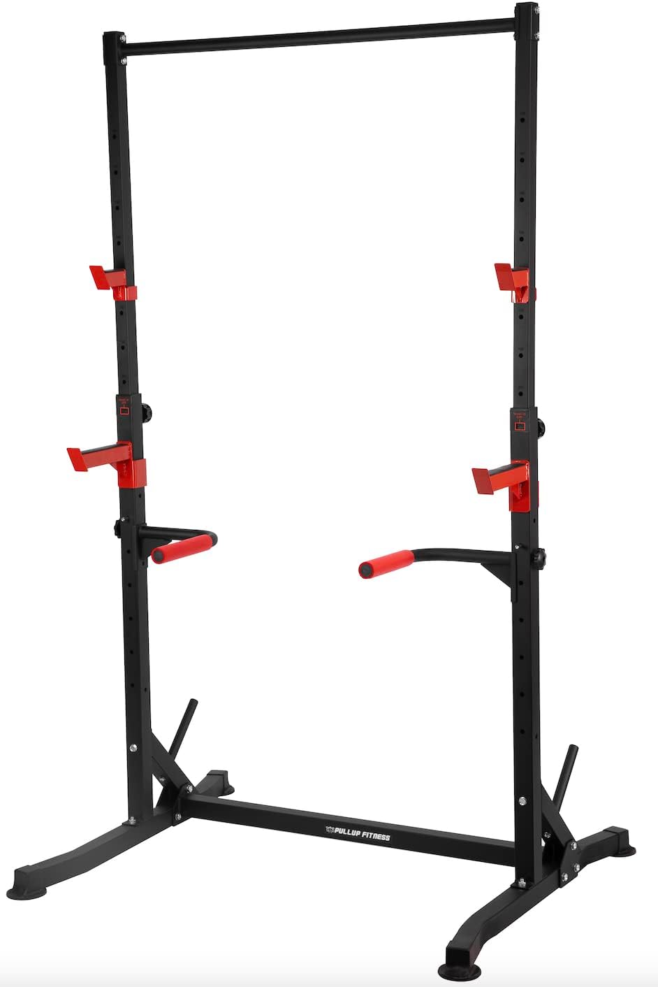 Squat Rack v2/Barre de Traction Ajustable/Barre Fixe/Developper couché/Pull up Bar/Cage à Squat/DIPS BAR, en Métal, noir - fitnessterapy